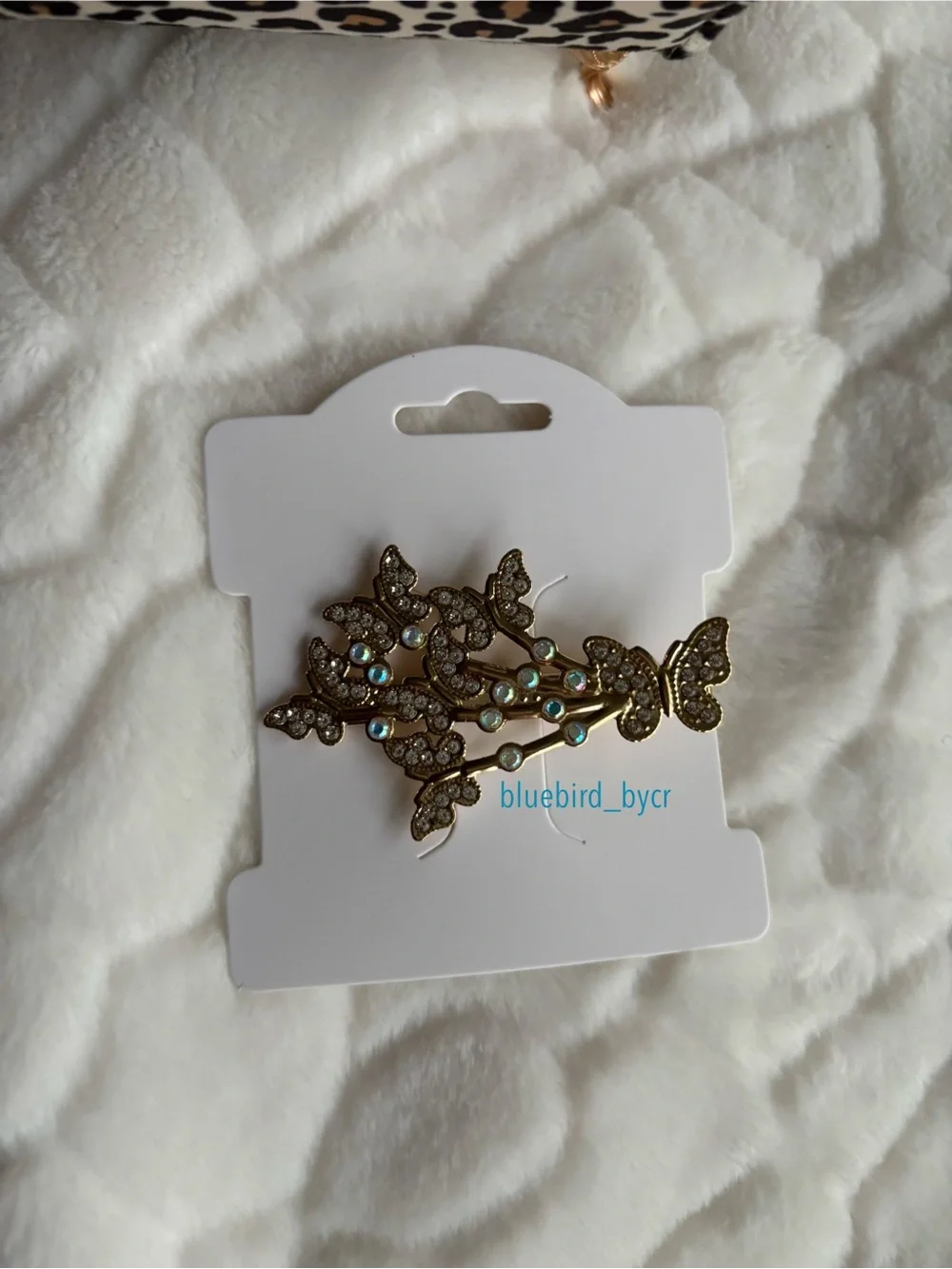 Elegant Gold Floral Butterfly Crystal Hair Pin